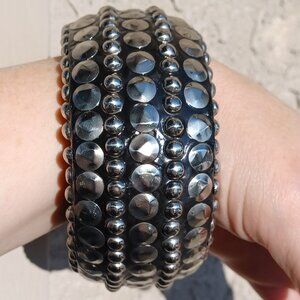 Lane Bryant Studded Silver Metal Bangle Bracelet Size XL